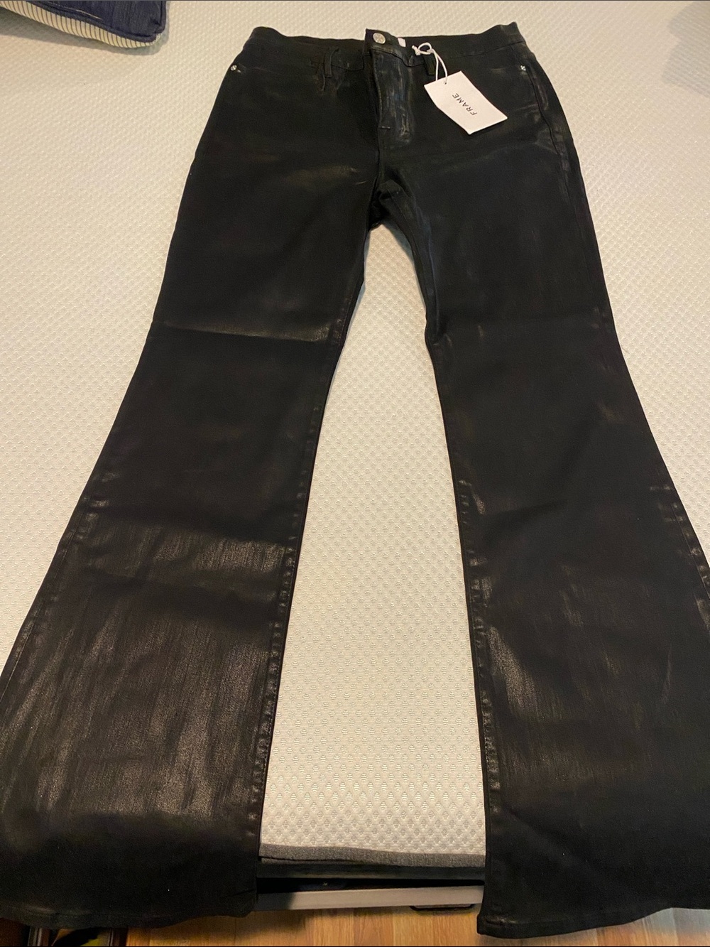Frame Denim Black Coated Flare Jeans - Wide Leg